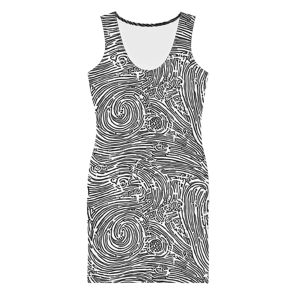 Whirlpool Echoes on Bodycon Dress — Front