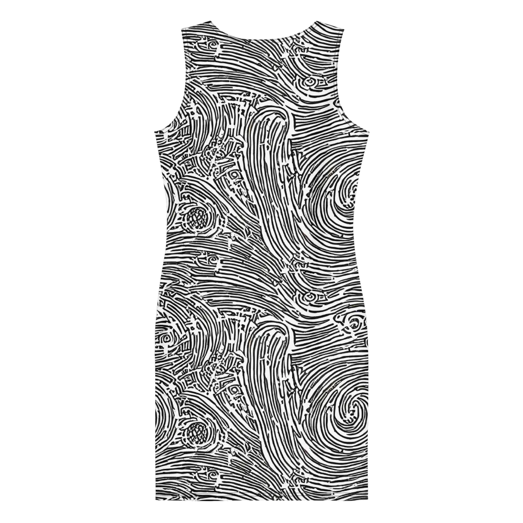Whirlpool Echoes on Bodycon Dress — Back