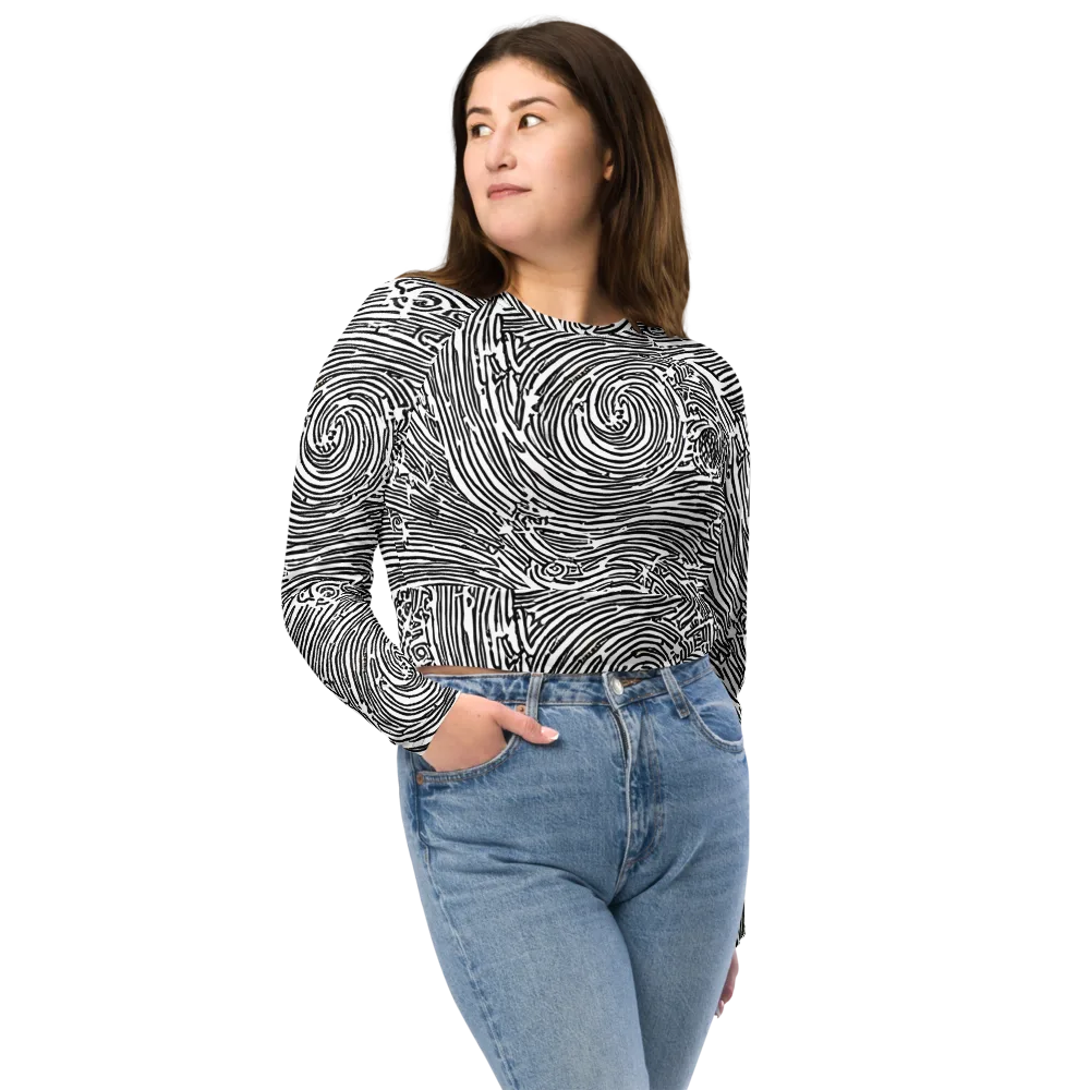 Whirlpool Echoes on Long Sleeve Crop Top — Front