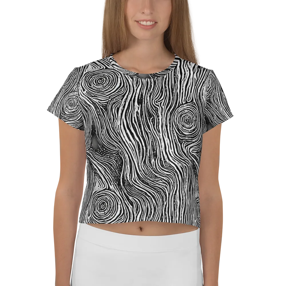 Fluid Timber on Crop Tee — Front