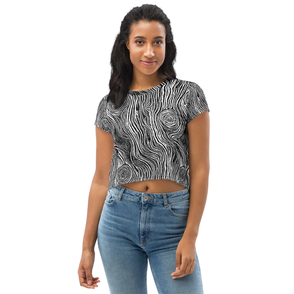 Fluid Timber on Crop Tee — Front
