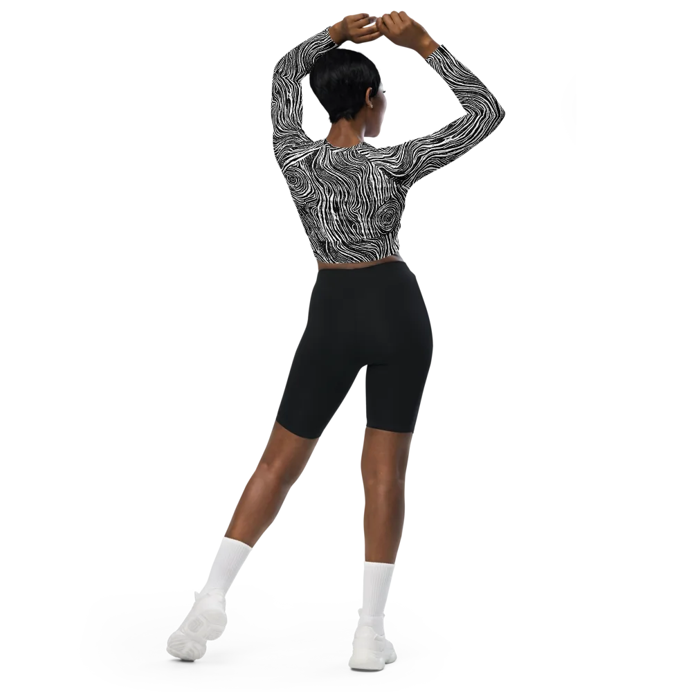 Fluid Timber on Long Sleeve Crop Top — Back