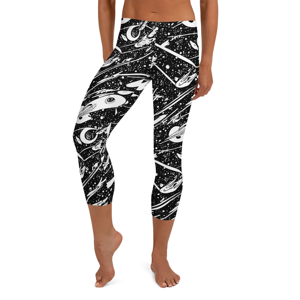Black Hole Ballet on Capri Leggings — Front