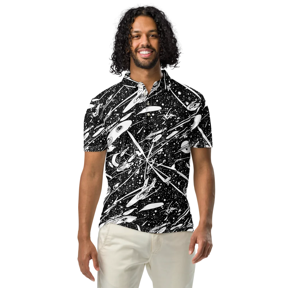 Black Hole Ballet on Men's Slim Fit Polo Shirt — Front