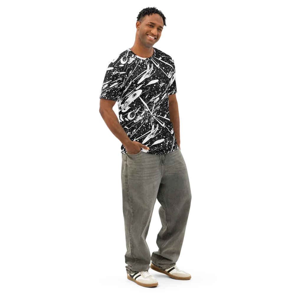 Black Hole Ballet on Men's Cotton Crew Neck T-Shirt — Right Front