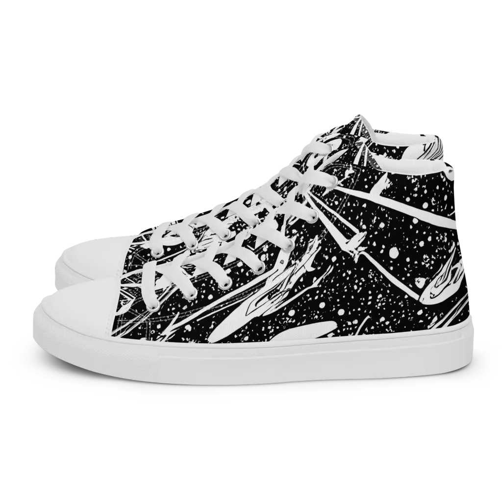 Black Hole Ballet on Men's High Top Canvas Shoes — Left