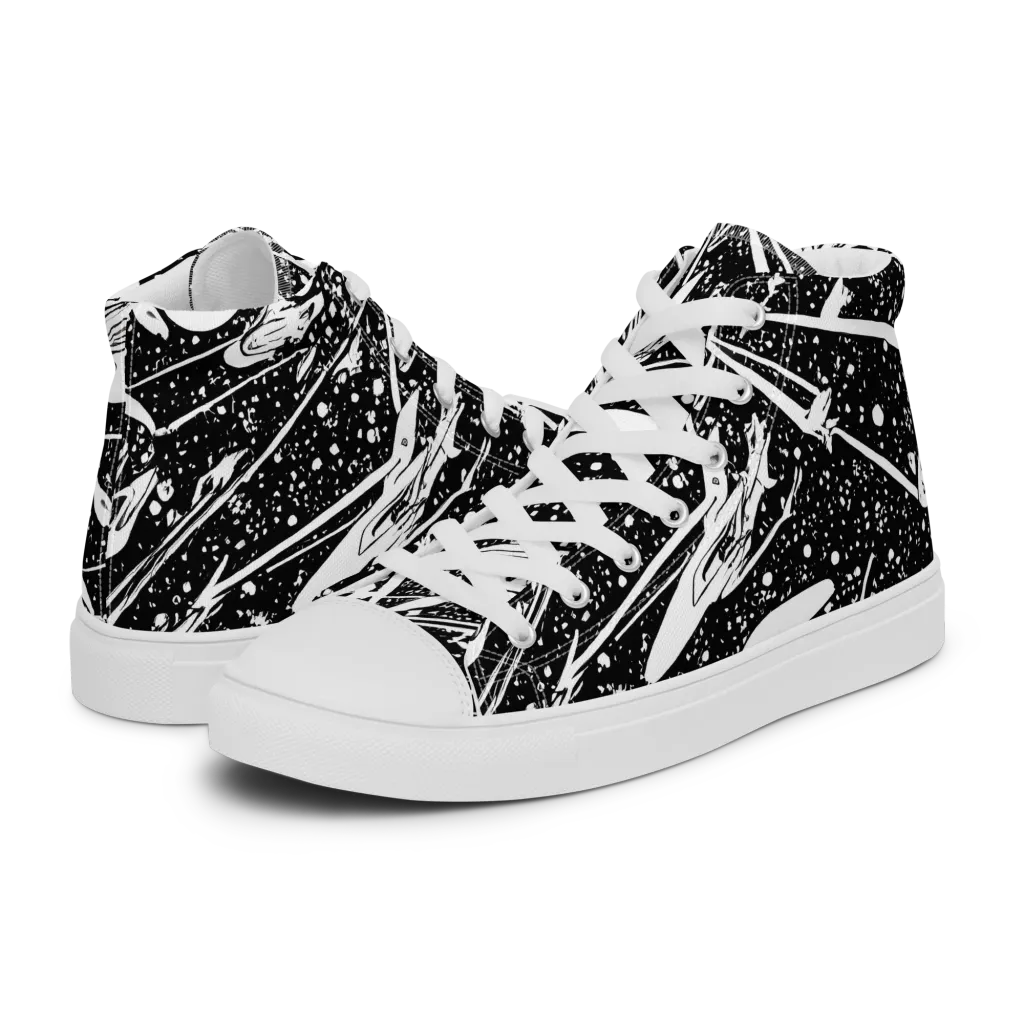 Black Hole Ballet on Men's High Top Canvas Shoes — Left