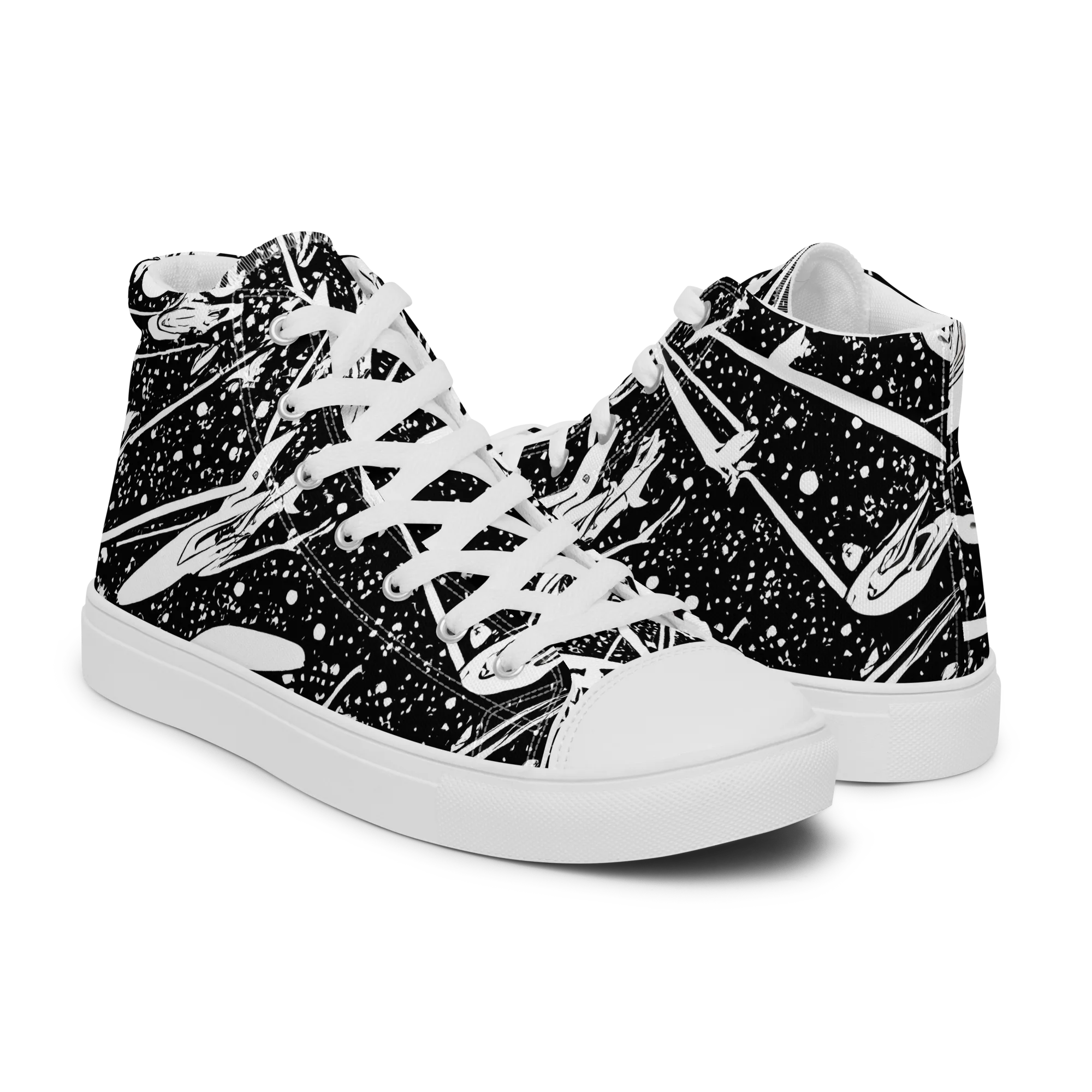 Black Hole Ballet on Men's High Top Canvas Shoes — Right