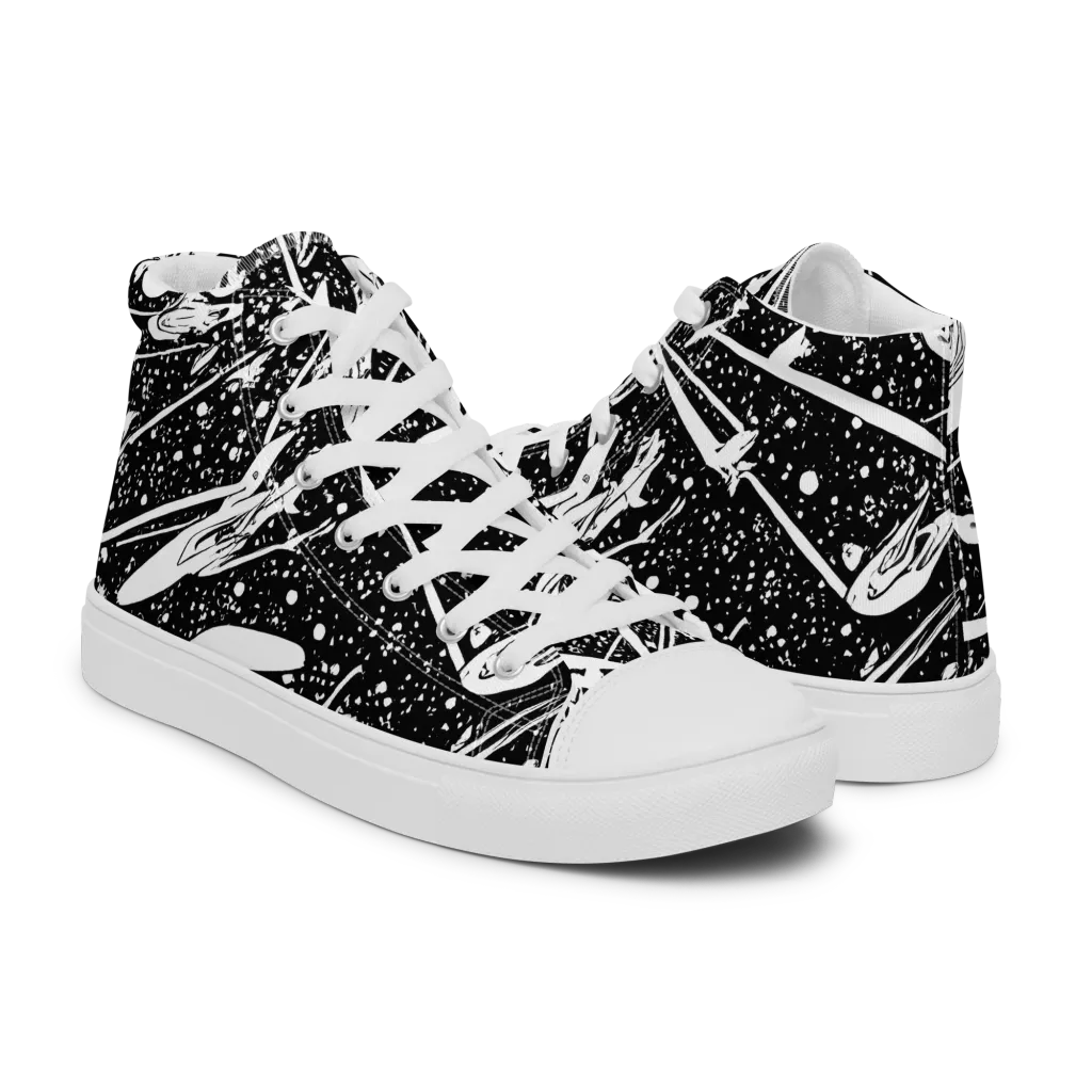 Black Hole Ballet on Men's High Top Canvas Shoes — Right