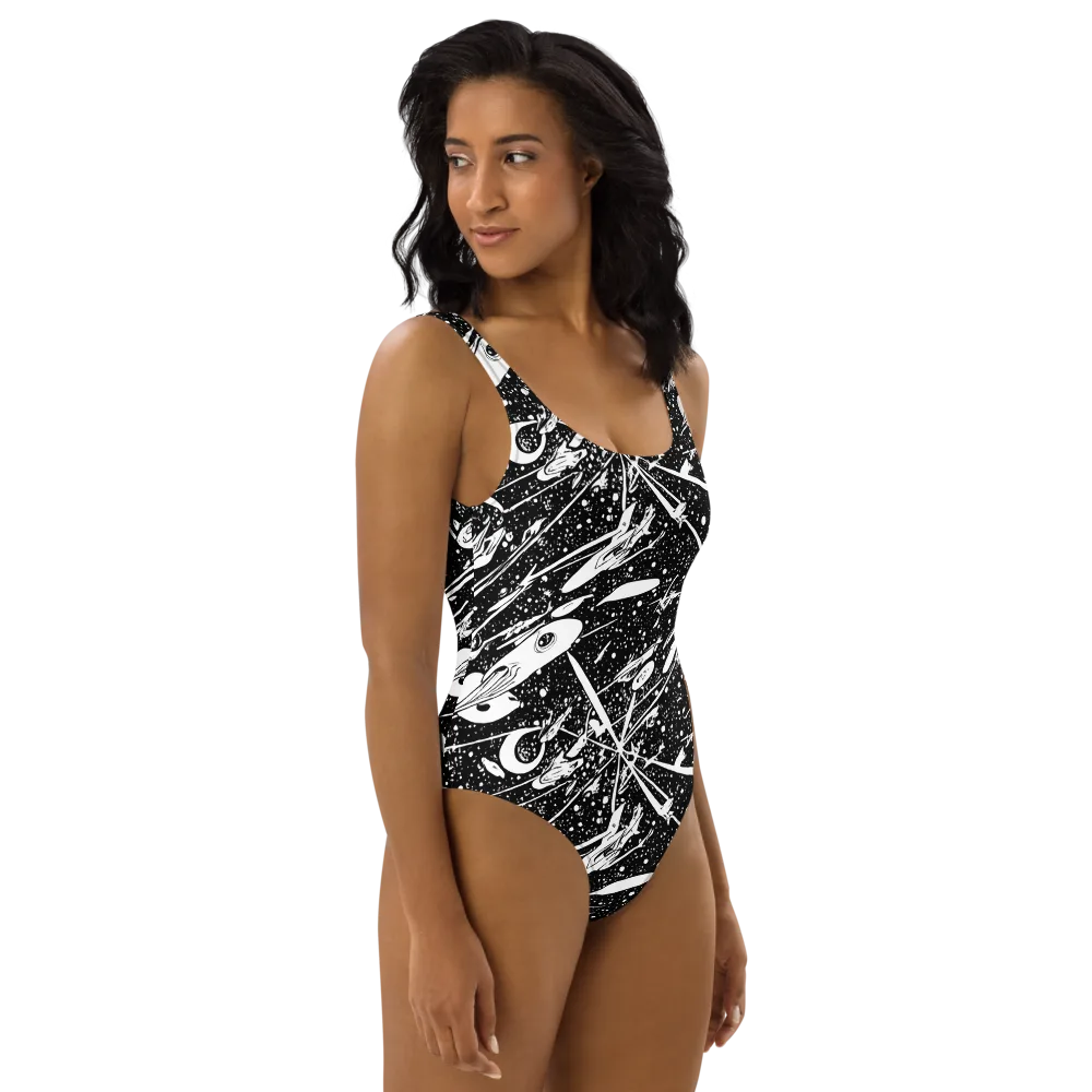 Black Hole Ballet on One-Piece Swimsuit — Right