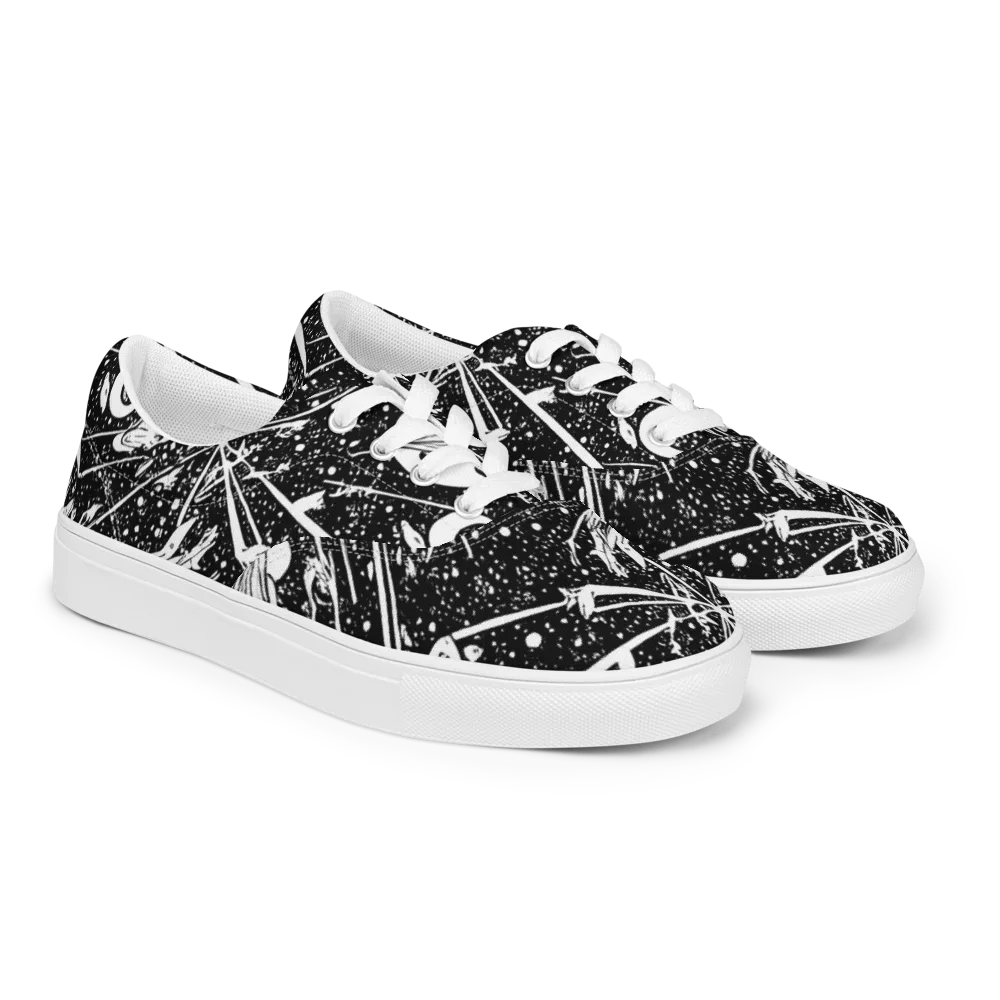 Black Hole Ballet on Men's Lace-Up Canvas Shoes — Right Front