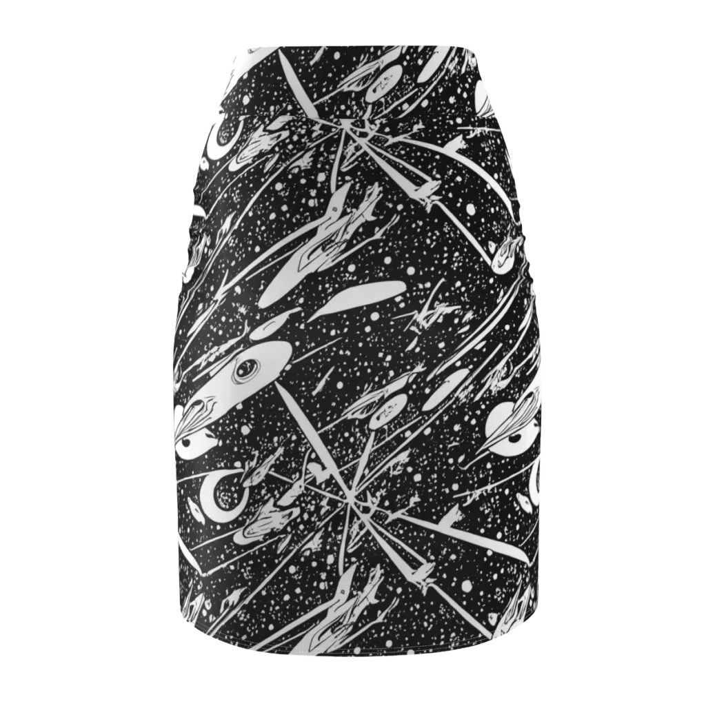 Black Hole Ballet on Pencil Skirt — Back