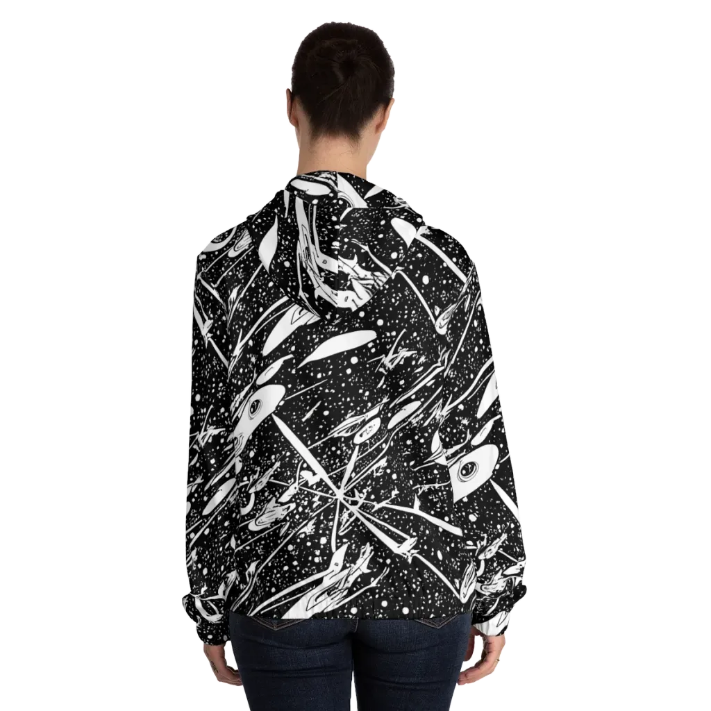 Black Hole Ballet on Women's Full-Zip Hoodie — Back On Person