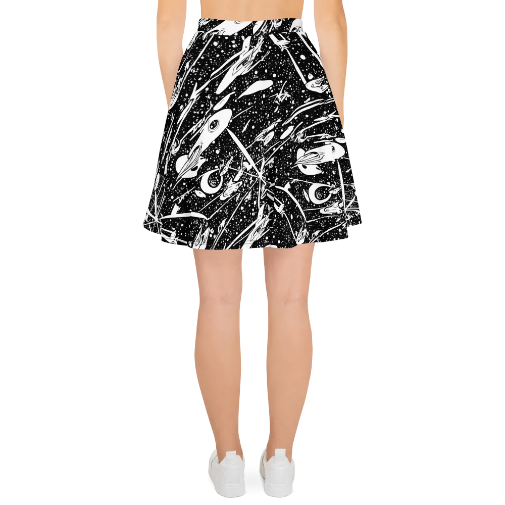 Black Hole Ballet on Skater Skirt — Back