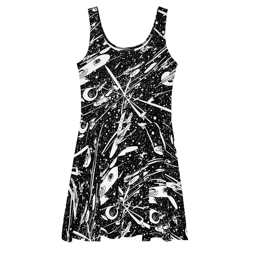 Black Hole Ballet on Skater Dress — Front