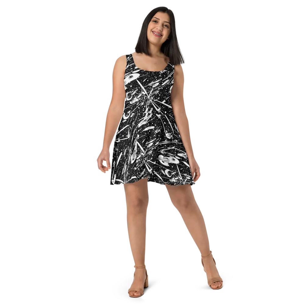 Black Hole Ballet on Skater Dress — Front