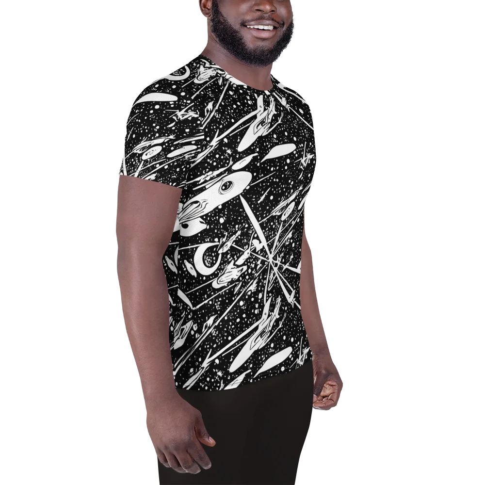 Black Hole Ballet on Men's Athletic T-Shirt — Right