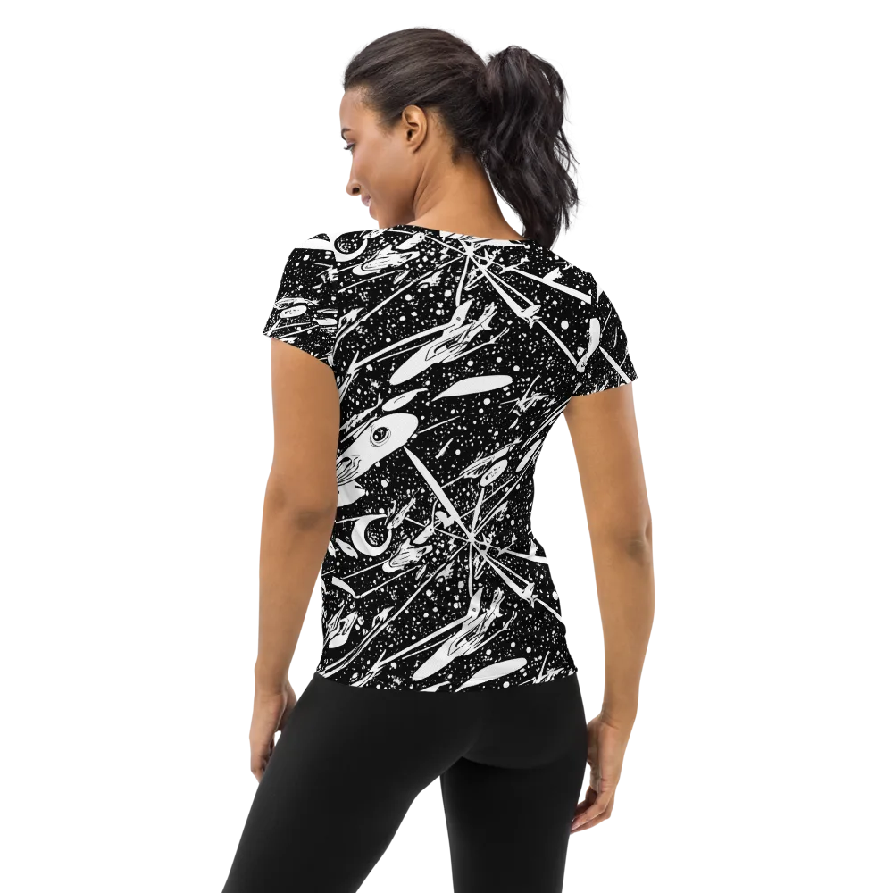Black Hole Ballet on Women's Athletic T-Shirt — Back