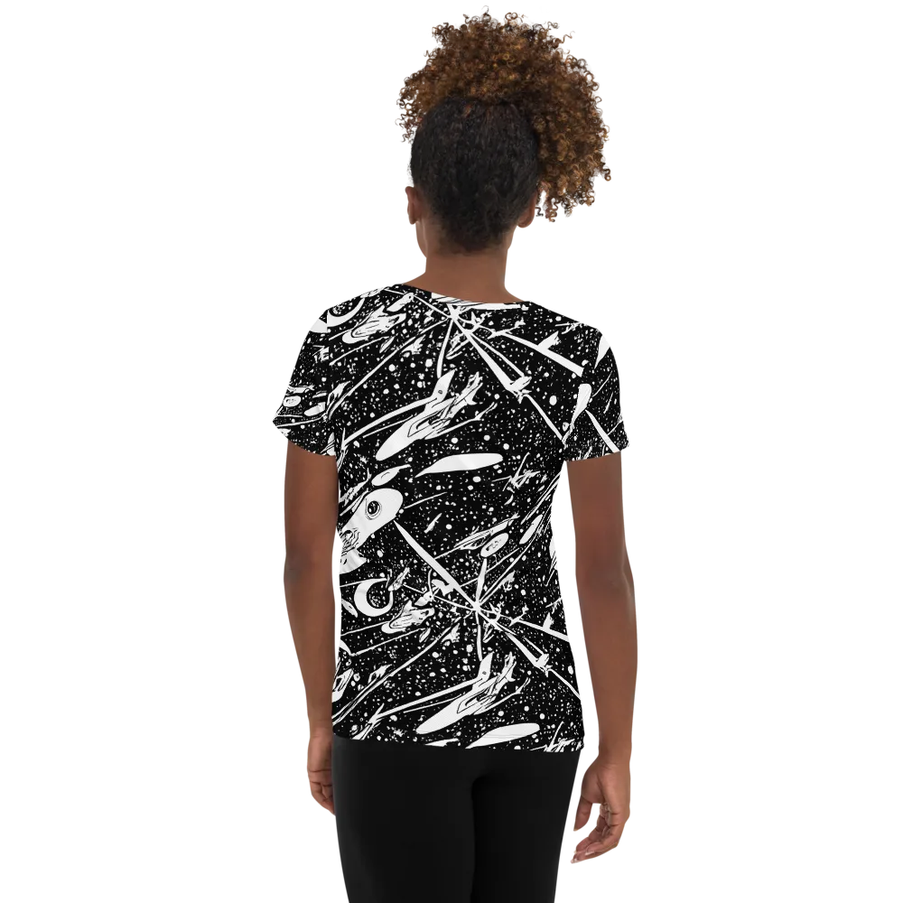 Black Hole Ballet on Women's Athletic T-Shirt — Back