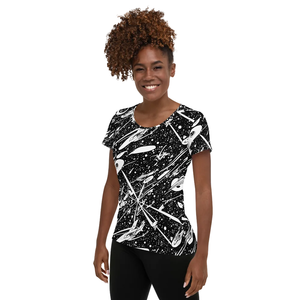 Black Hole Ballet on Women's Athletic T-Shirt — Left