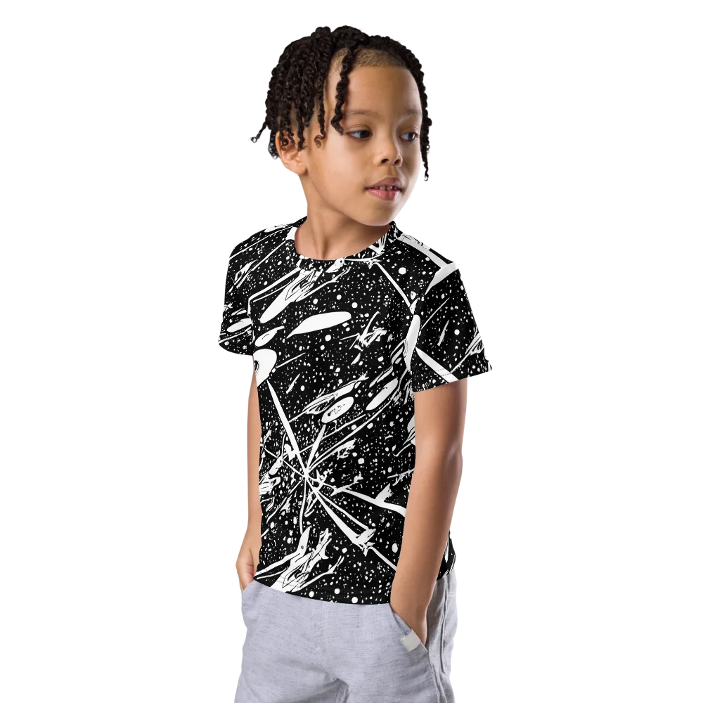 Black Hole Ballet on Kids Crew Neck T-Shirt — Left Front