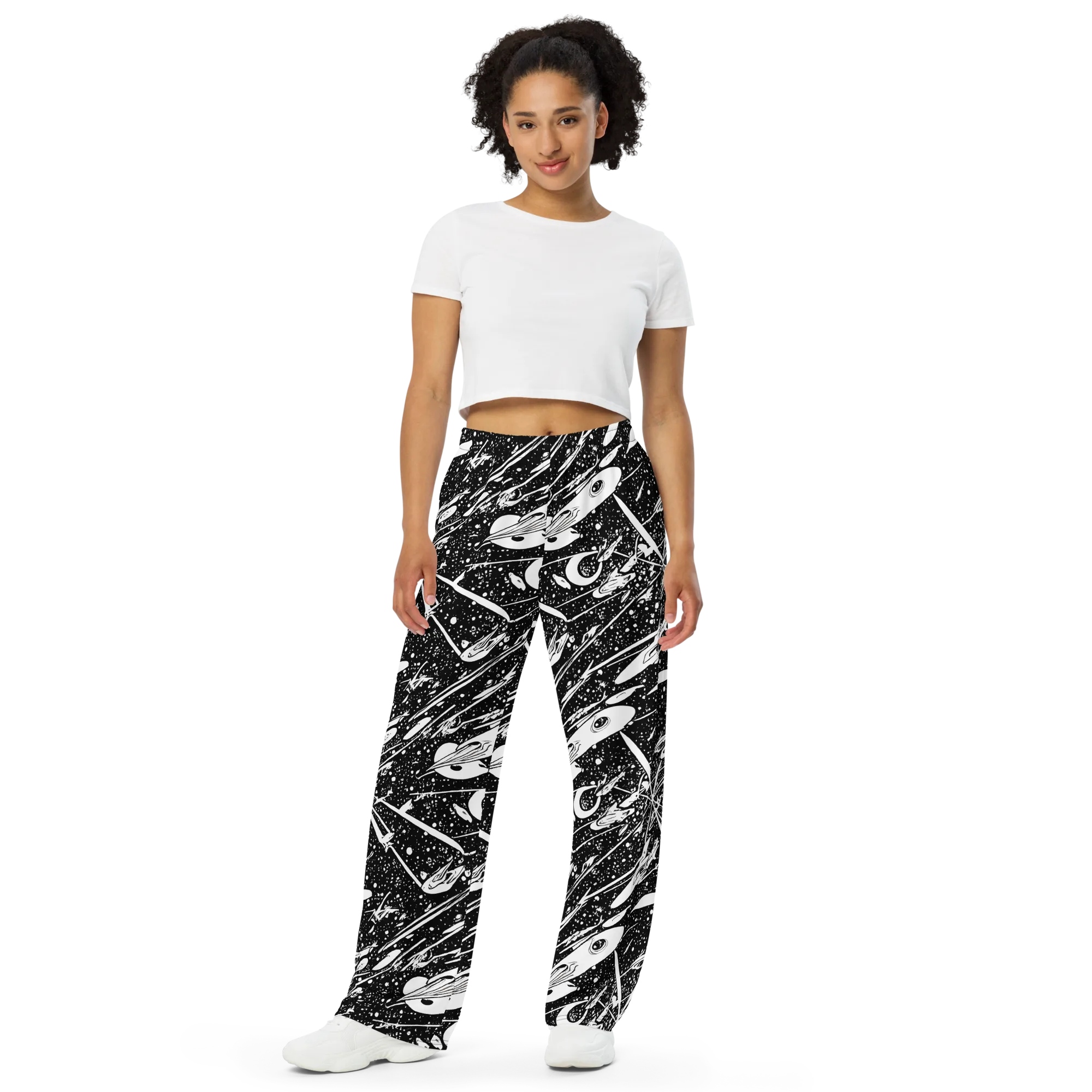 Black Hole Ballet on Wide-Leg Pants — Front