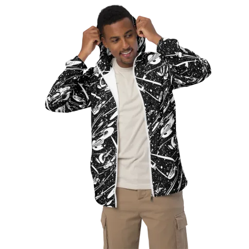 Black Hole Ballet on a Men's Windbreaker