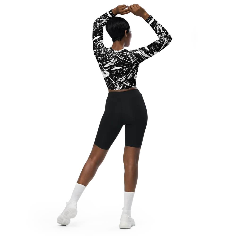 Black Hole Ballet on Long Sleeve Crop Top — Back