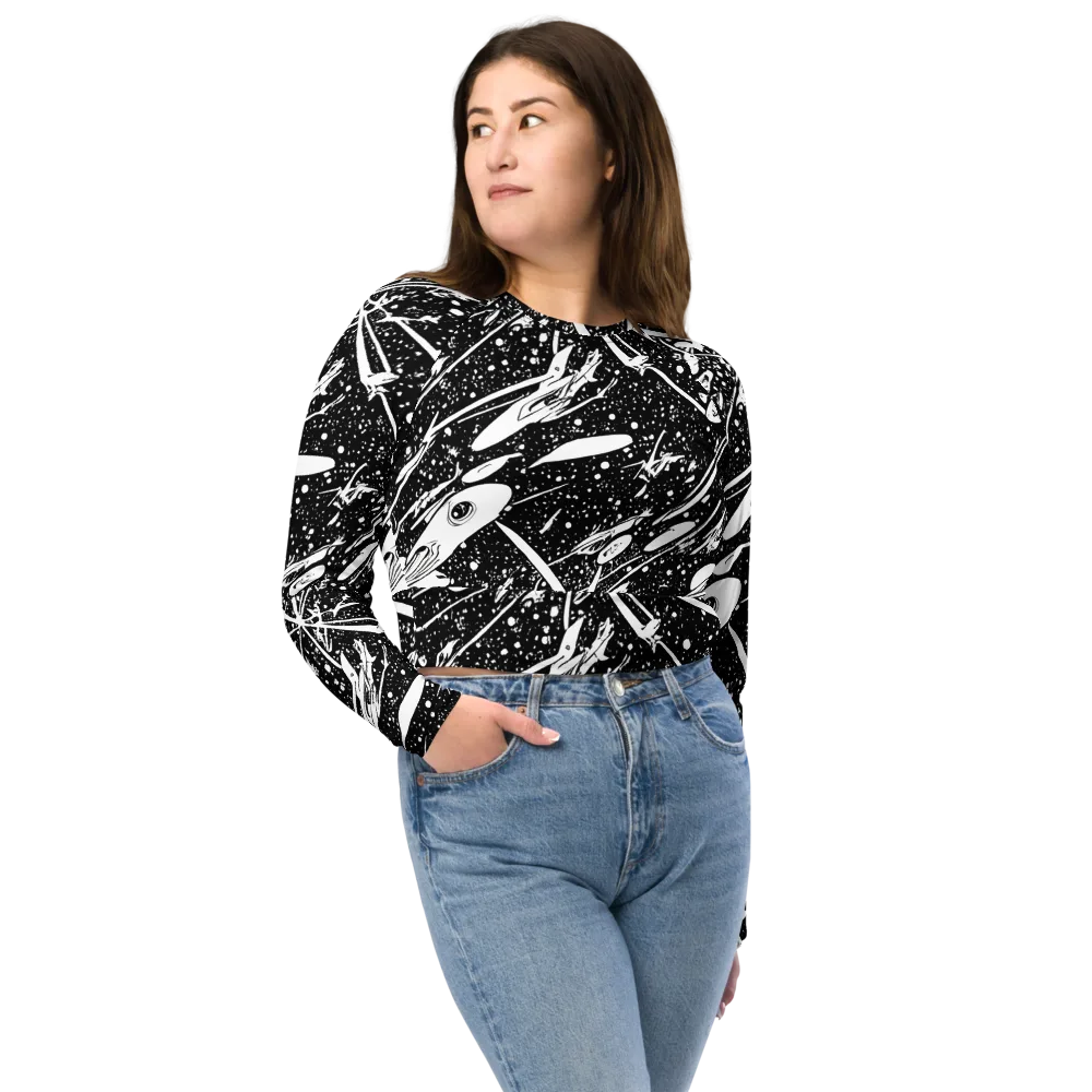 Black Hole Ballet on Long Sleeve Crop Top — Front