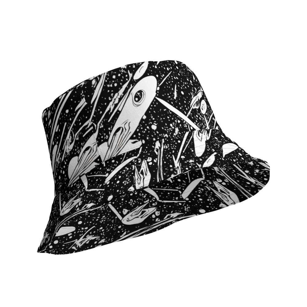 Black Hole Ballet on Reversible Bucket Hat — Product details Outside