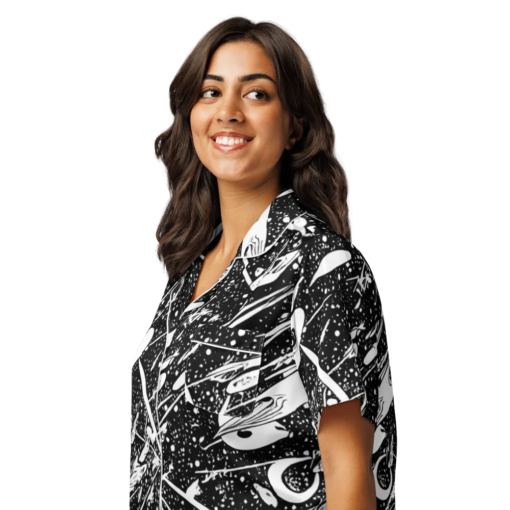 Black Hole Ballet on Women's Short Sleeve Pajama Top — Left Front