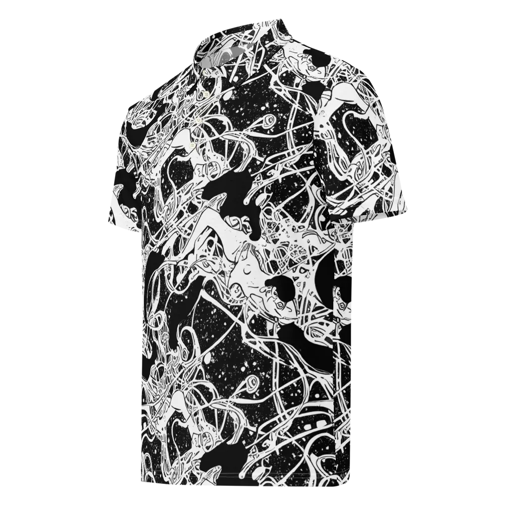 Chaos in Black on Men's Slim Fit Polo Shirt — Left Front