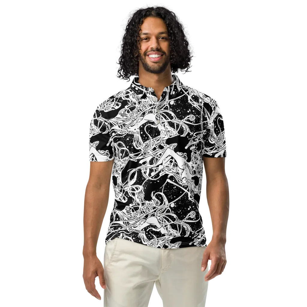 Chaos in Black on Men's Slim Fit Polo Shirt — Front