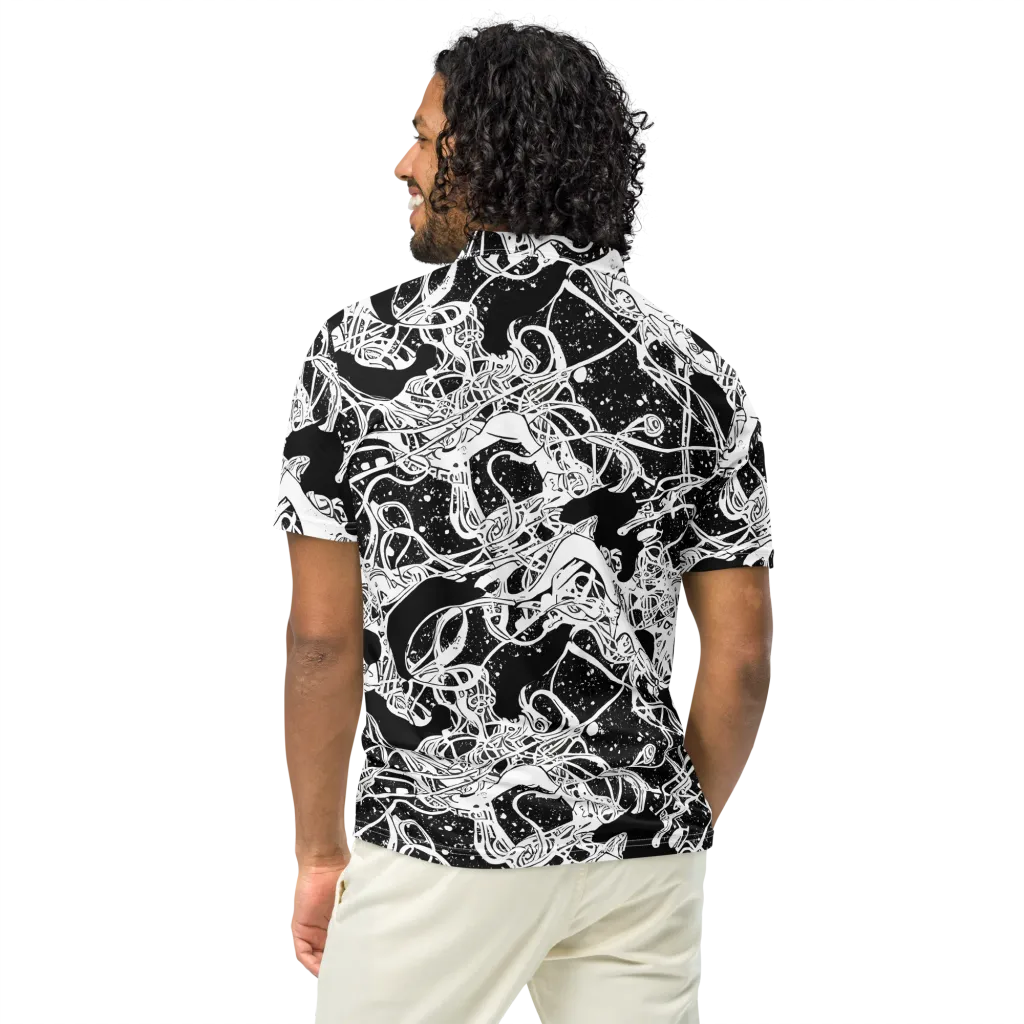 Chaos in Black on Men's Slim Fit Polo Shirt — Back