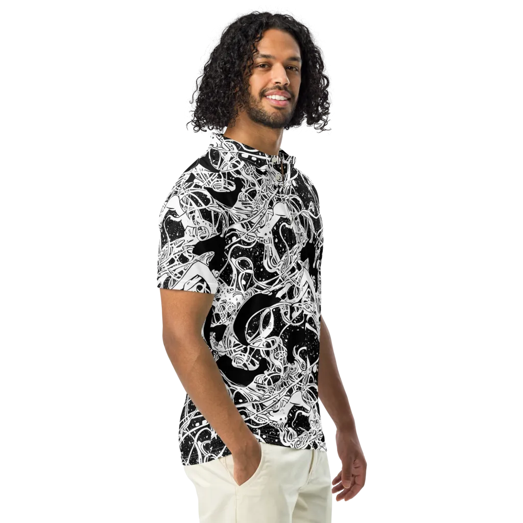 Chaos in Black on Men's Slim Fit Polo Shirt — Right Front