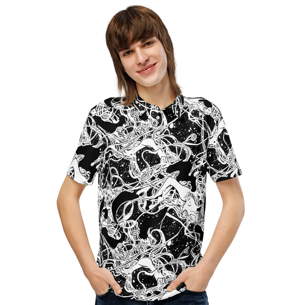 Chaos in Black on Men's Slim Fit Polo Shirt — Front