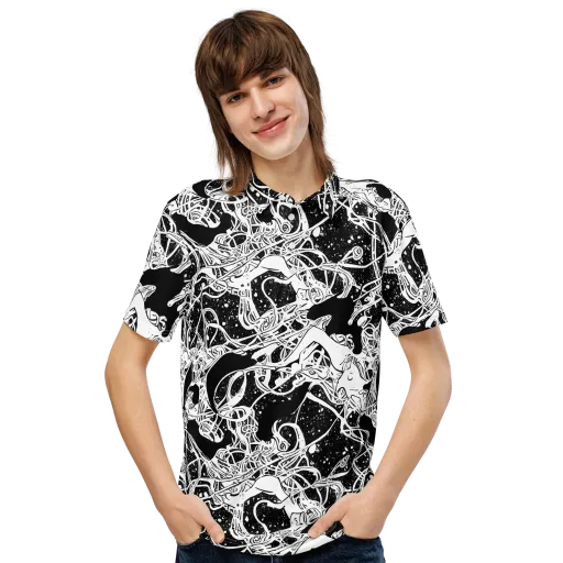 Chaos in Black on a Men's Slim Fit Polo Shirt