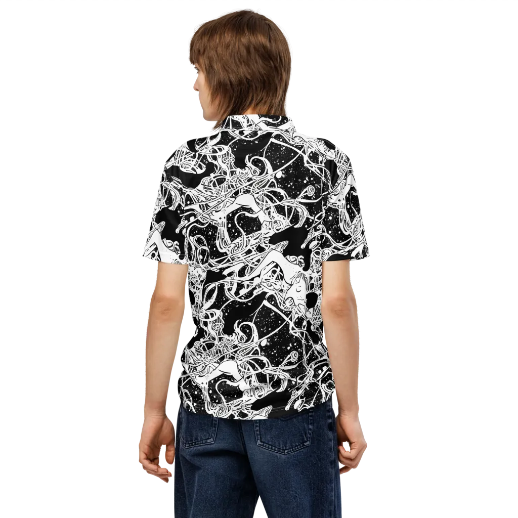 Chaos in Black on Men's Slim Fit Polo Shirt — Back