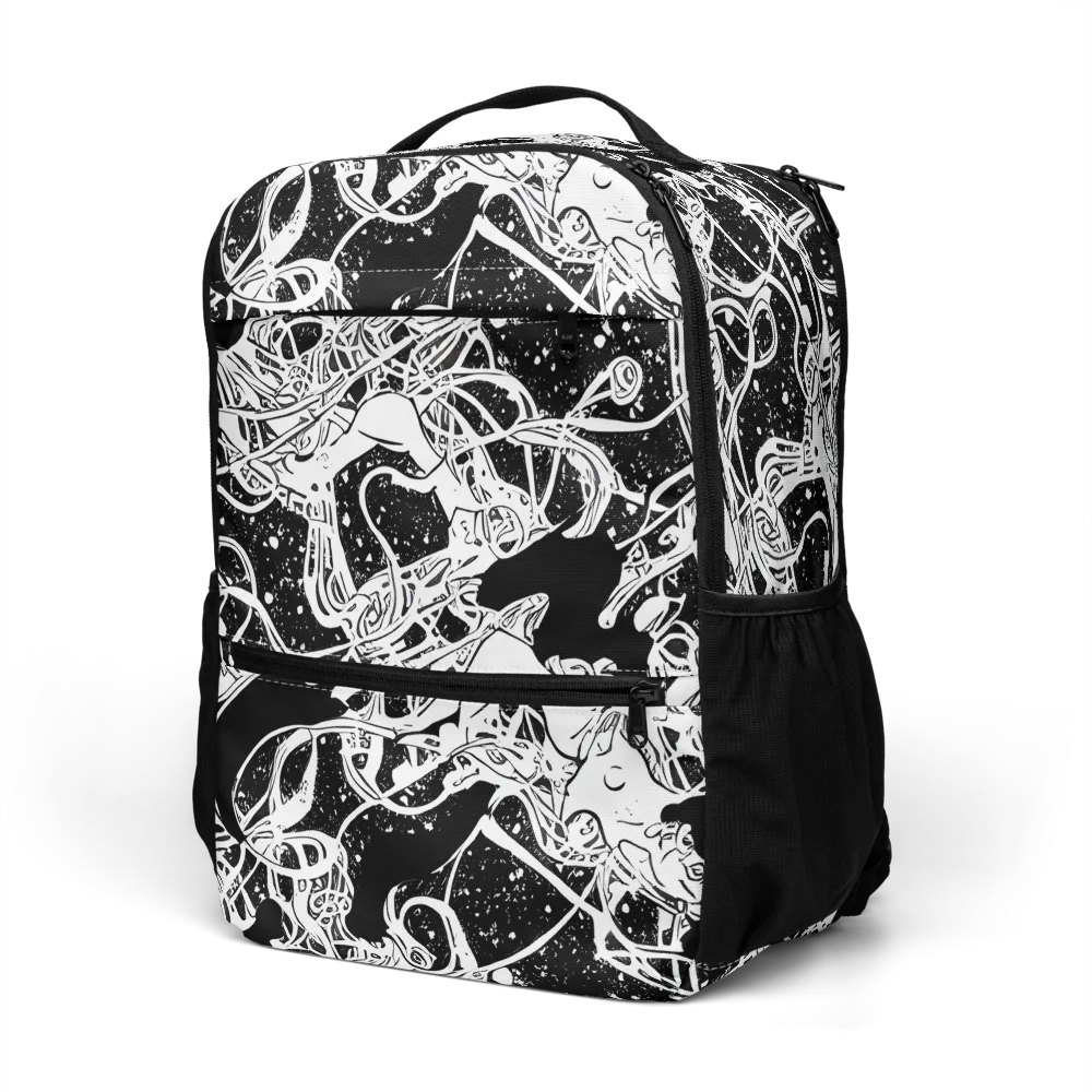 Chaos in Black on Utility Backpack — Left Front