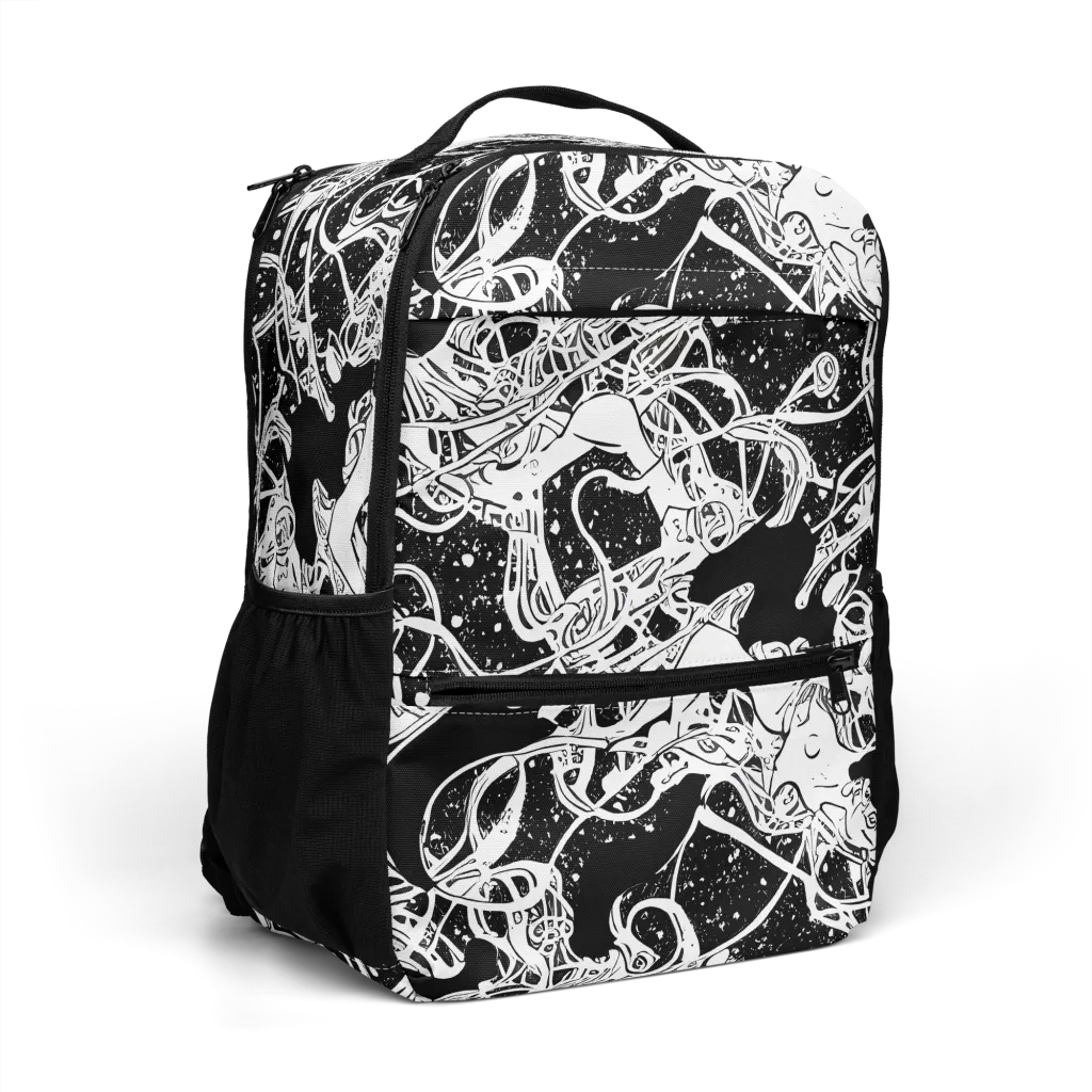 Chaos in Black on Utility Backpack — Right Front