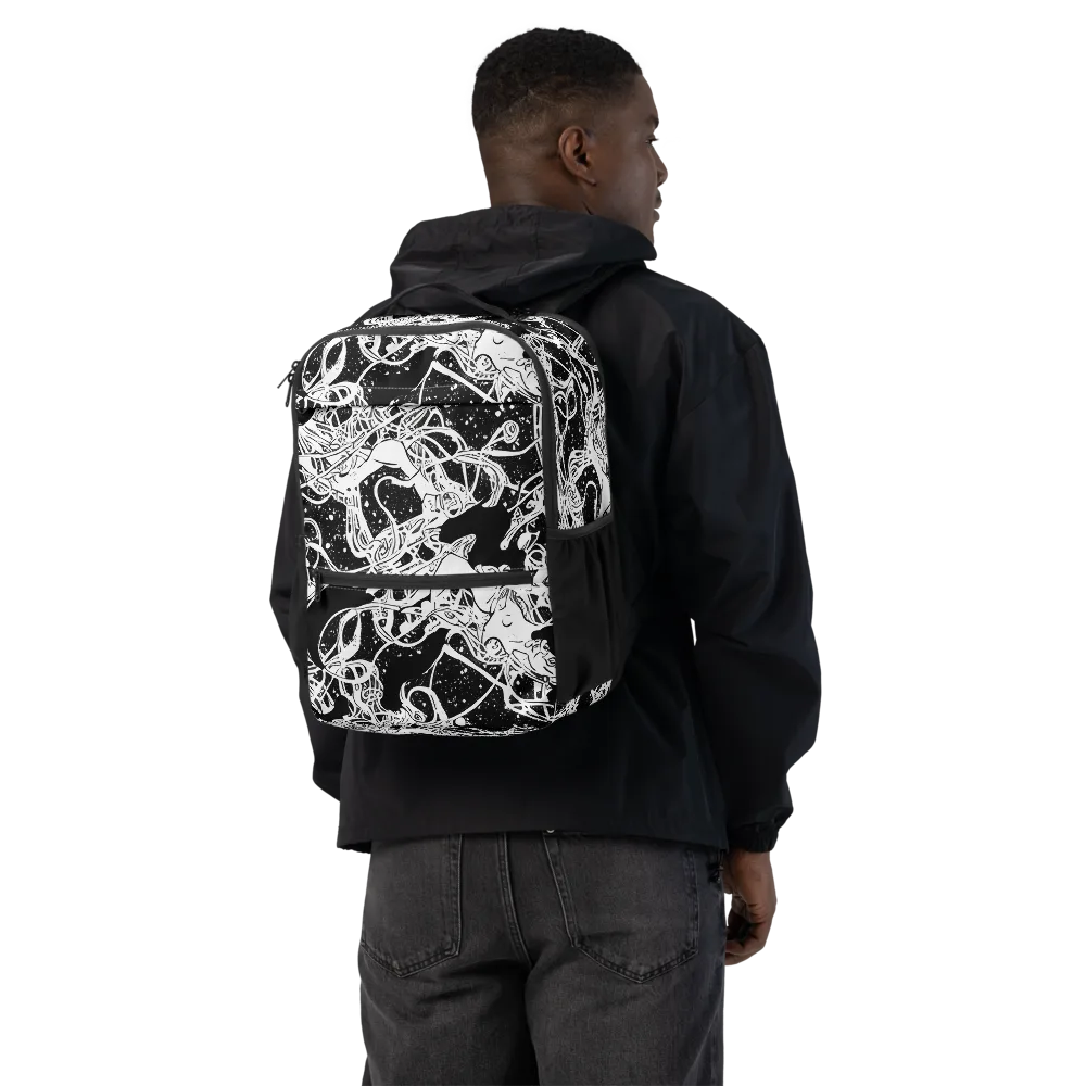 Chaos in Black on Utility Backpack — Back