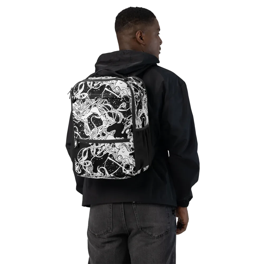 Chaos in Black on Utility Backpack — Back