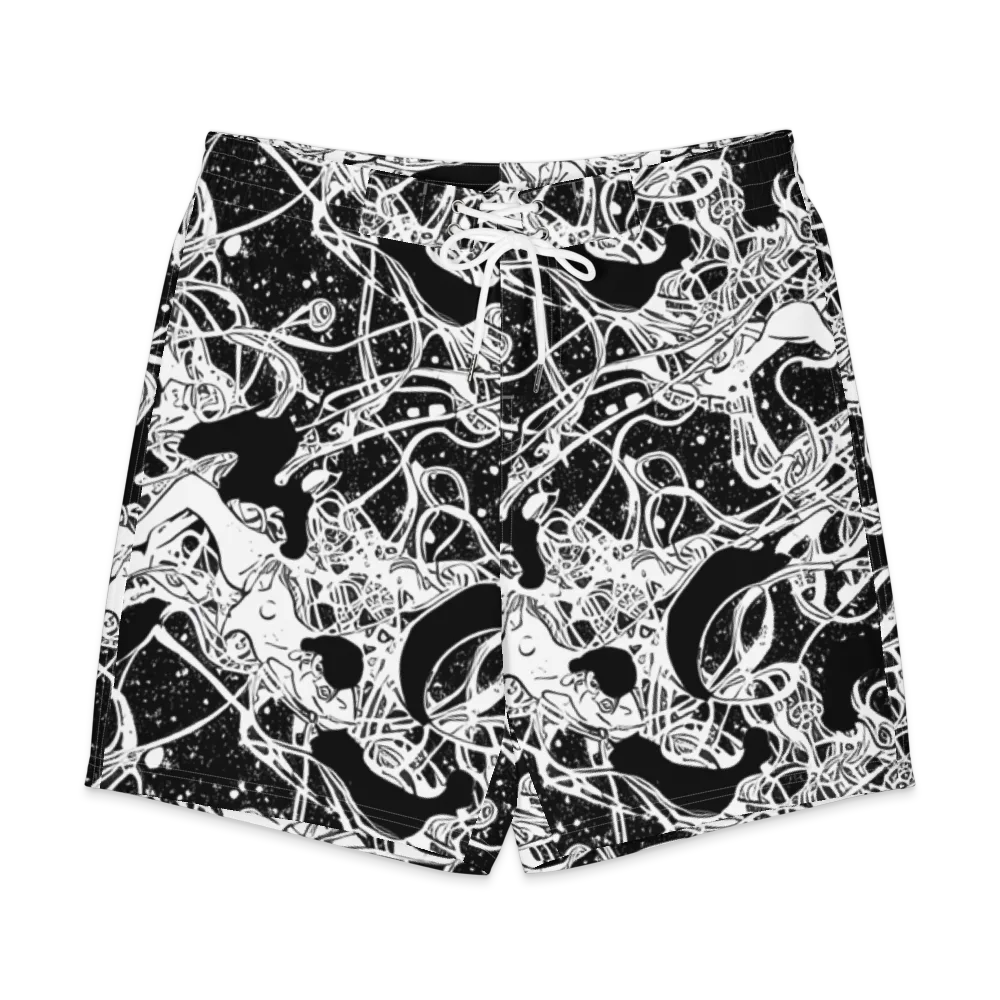 Chaos in Black on Men's Board Shorts — Front