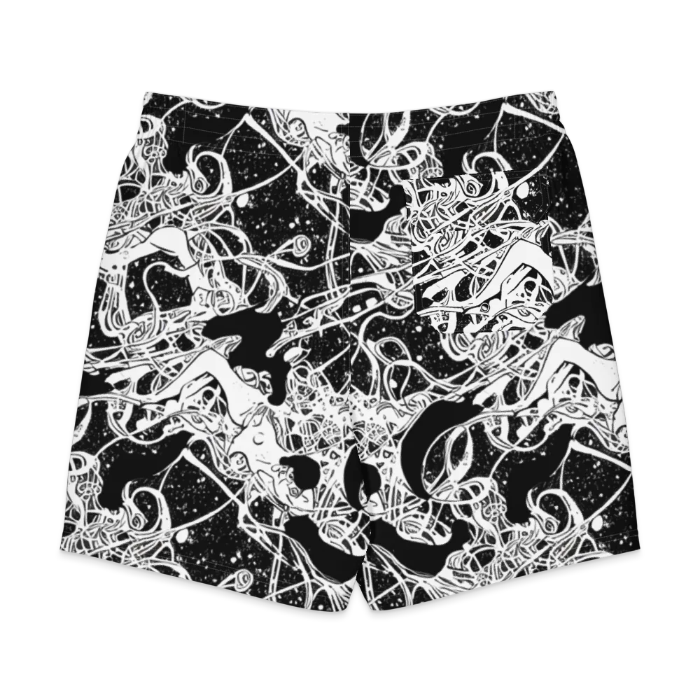Chaos in Black on Men's Board Shorts — Back