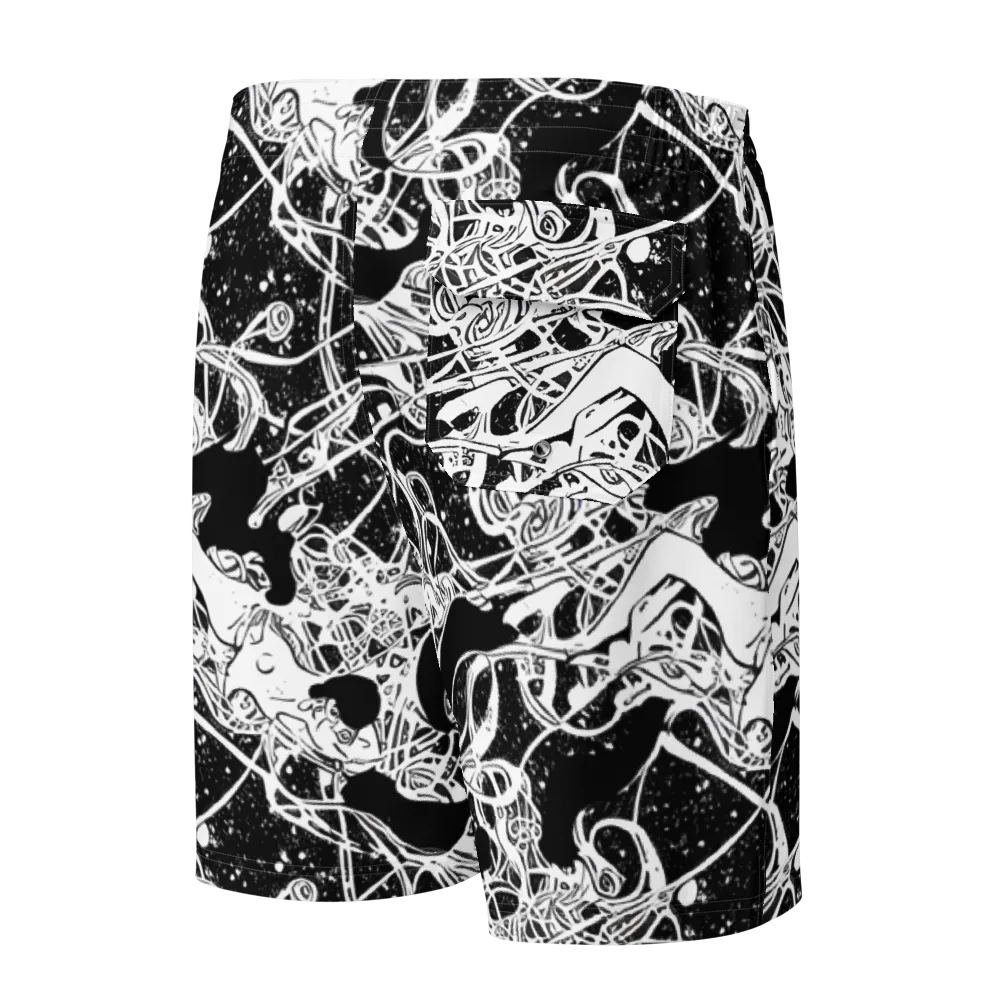 Chaos in Black on Men's Board Shorts — Back