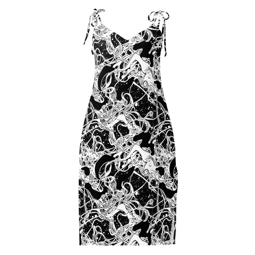 Chaos in Black on Slip Dress — Front