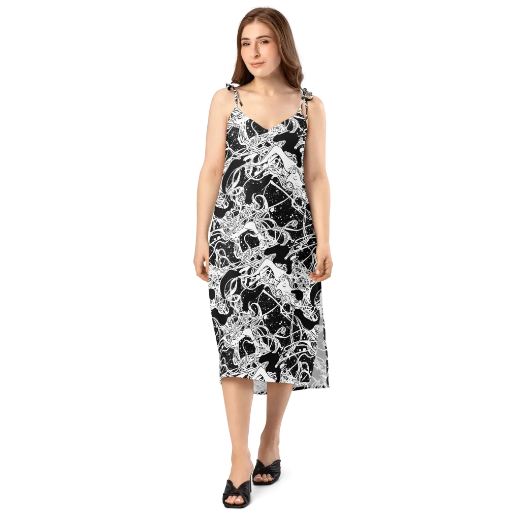 Chaos in Black on Slip Dress — Front