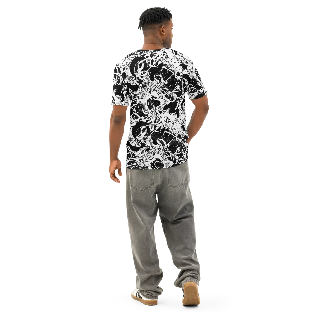 Chaos in Black on Men's Cotton Crew Neck T-Shirt — Back
