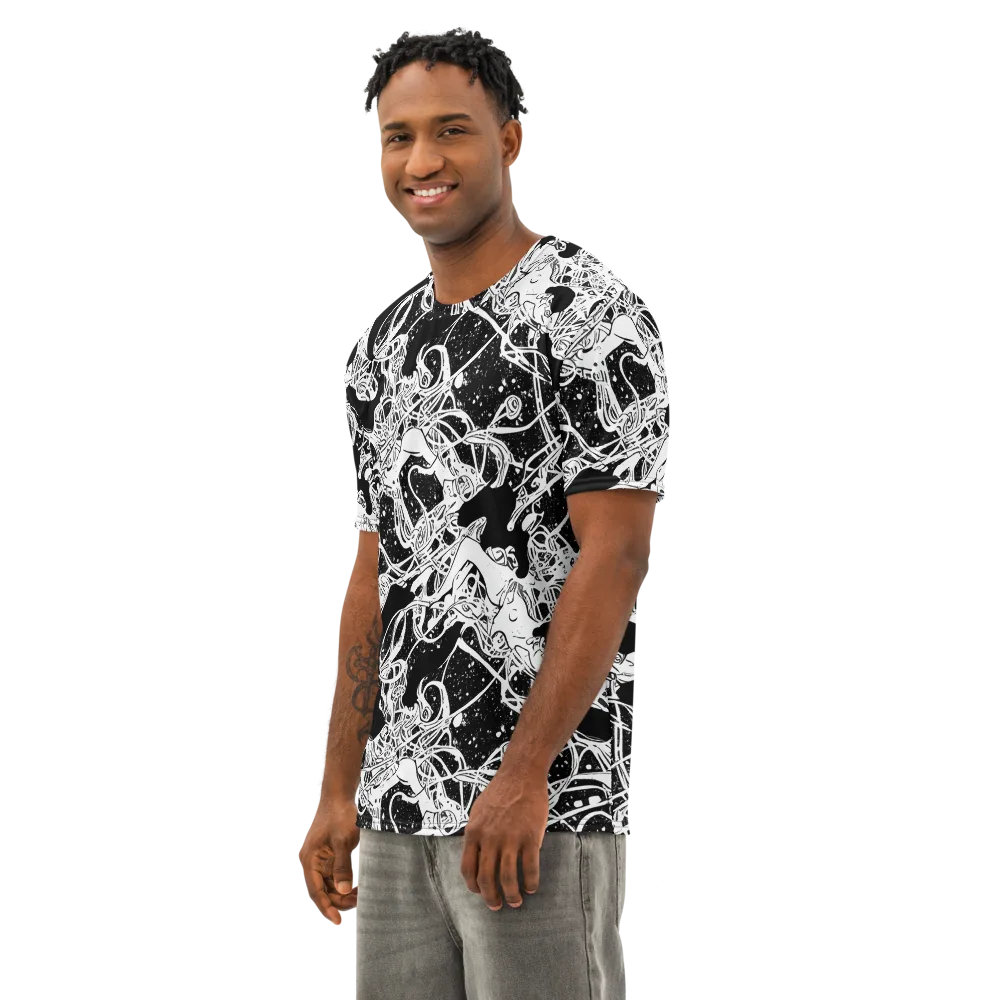 Chaos in Black on Men's Cotton Crew Neck T-Shirt — Left Front