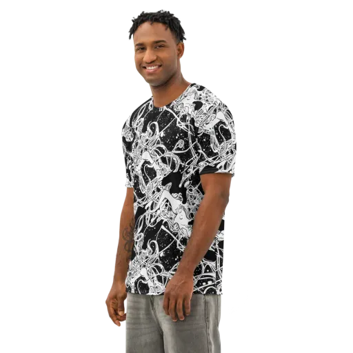 Chaos in Black on a Men's Cotton Crew Neck T-Shirt